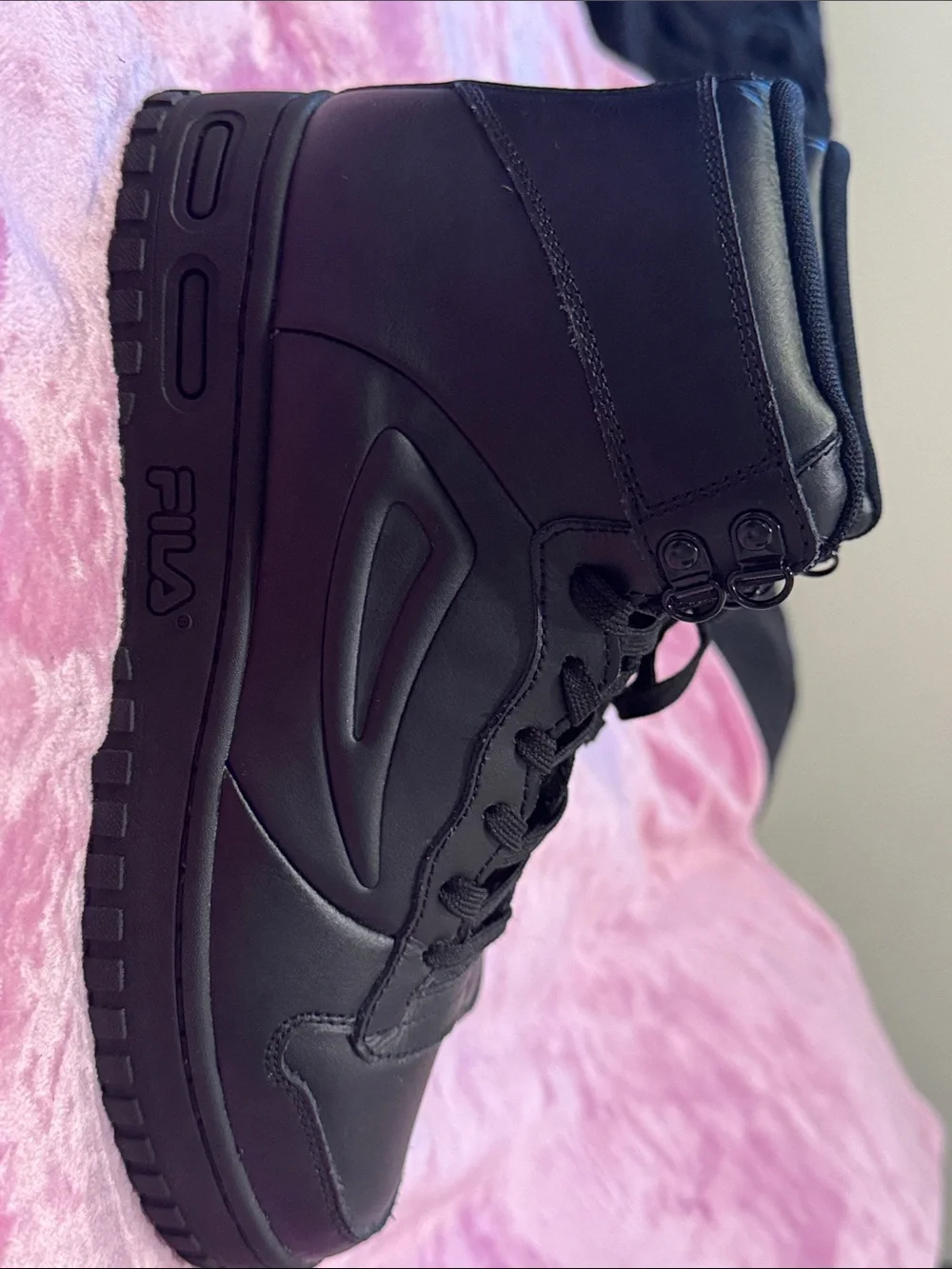 Fila Black Leather High-Top Sneakers